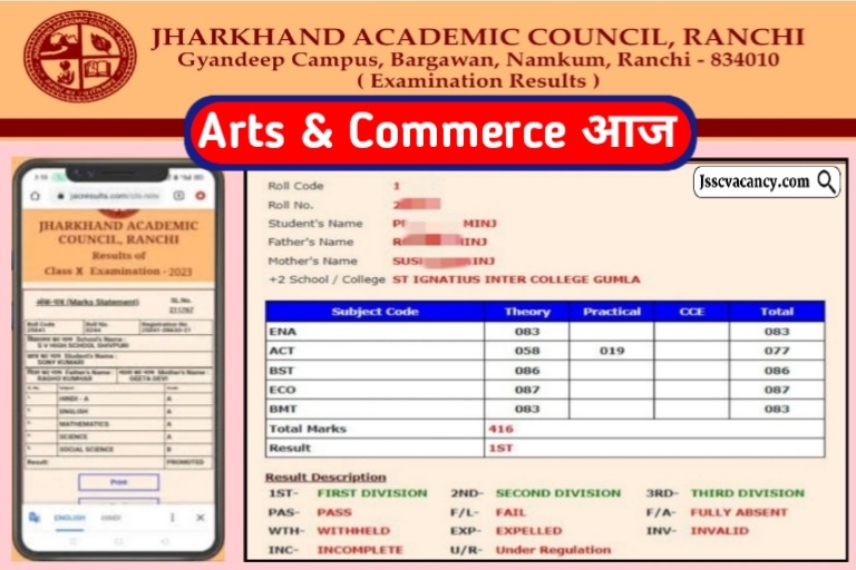 JAC 12th Arts And Commerce Result 2023