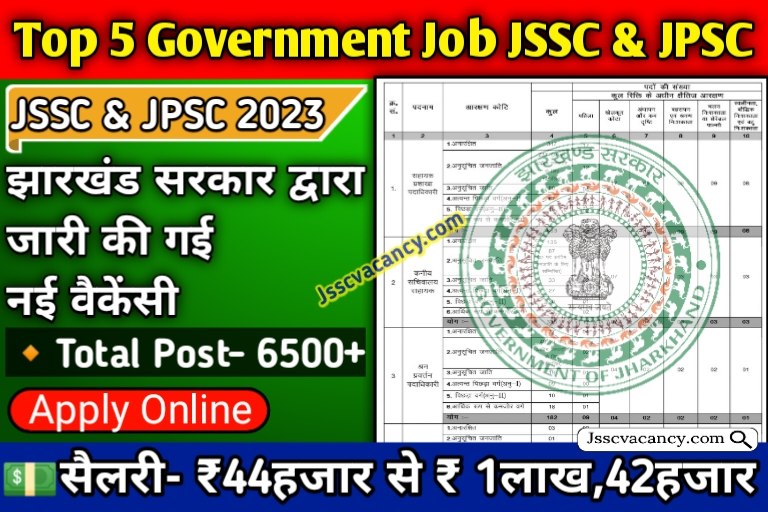 Top 5 Govt JOBS JSSC And JPSC Vacancy