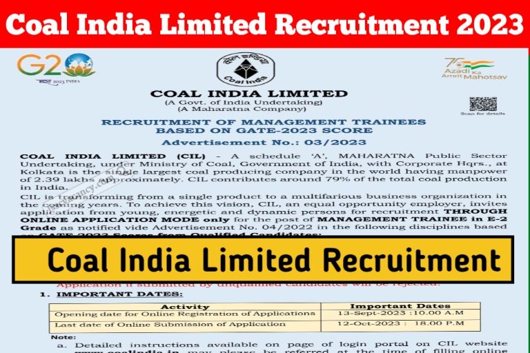 Coal India Management Trainees Recruitment 2023